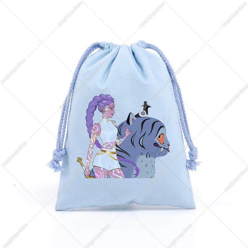 KPop Demon Hunters Merch Drawstring Purse Pouch Swim/PE Kit Swim Book Bag Huntrix Derpy Tiger Gift