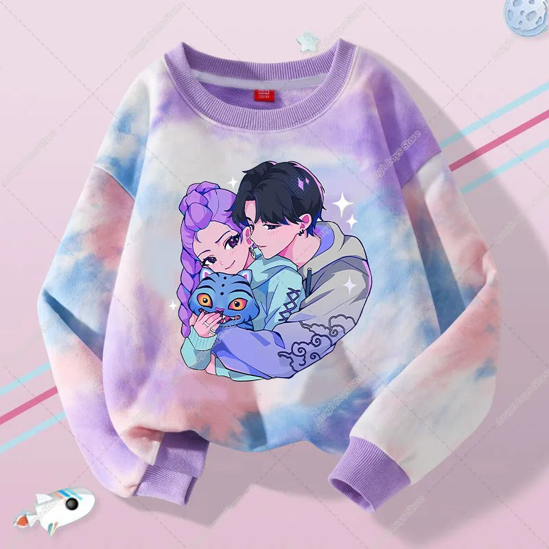 KPop Demon Hunters Sweater Hoodie Child Jumper Huntrix Saja Boys Top Clothes Gifts Merch