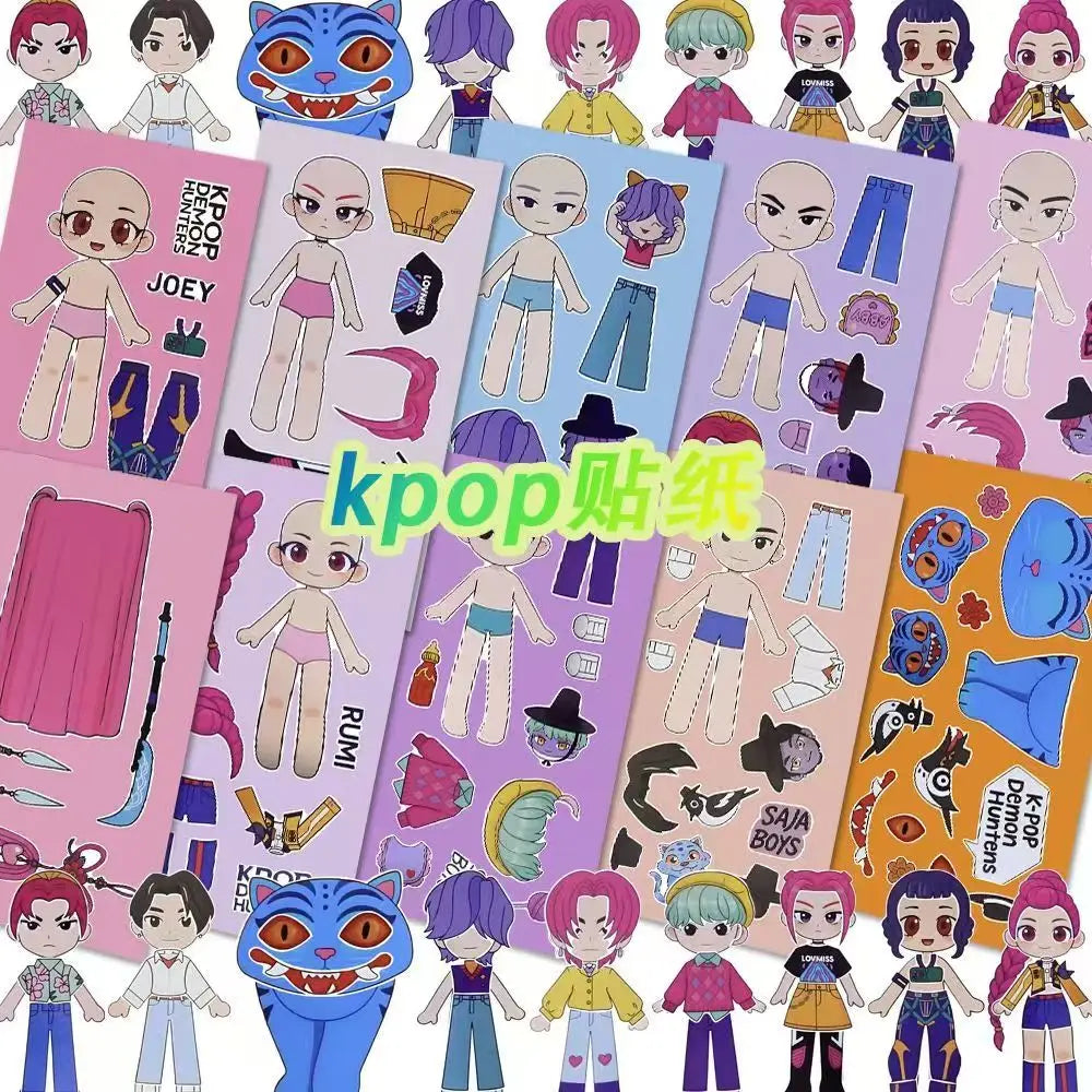 KPop Demon Hunters Cartoon DIY Stickers Decal Water Bottle Huntrix Saja Boys Merch Stocking Gifts