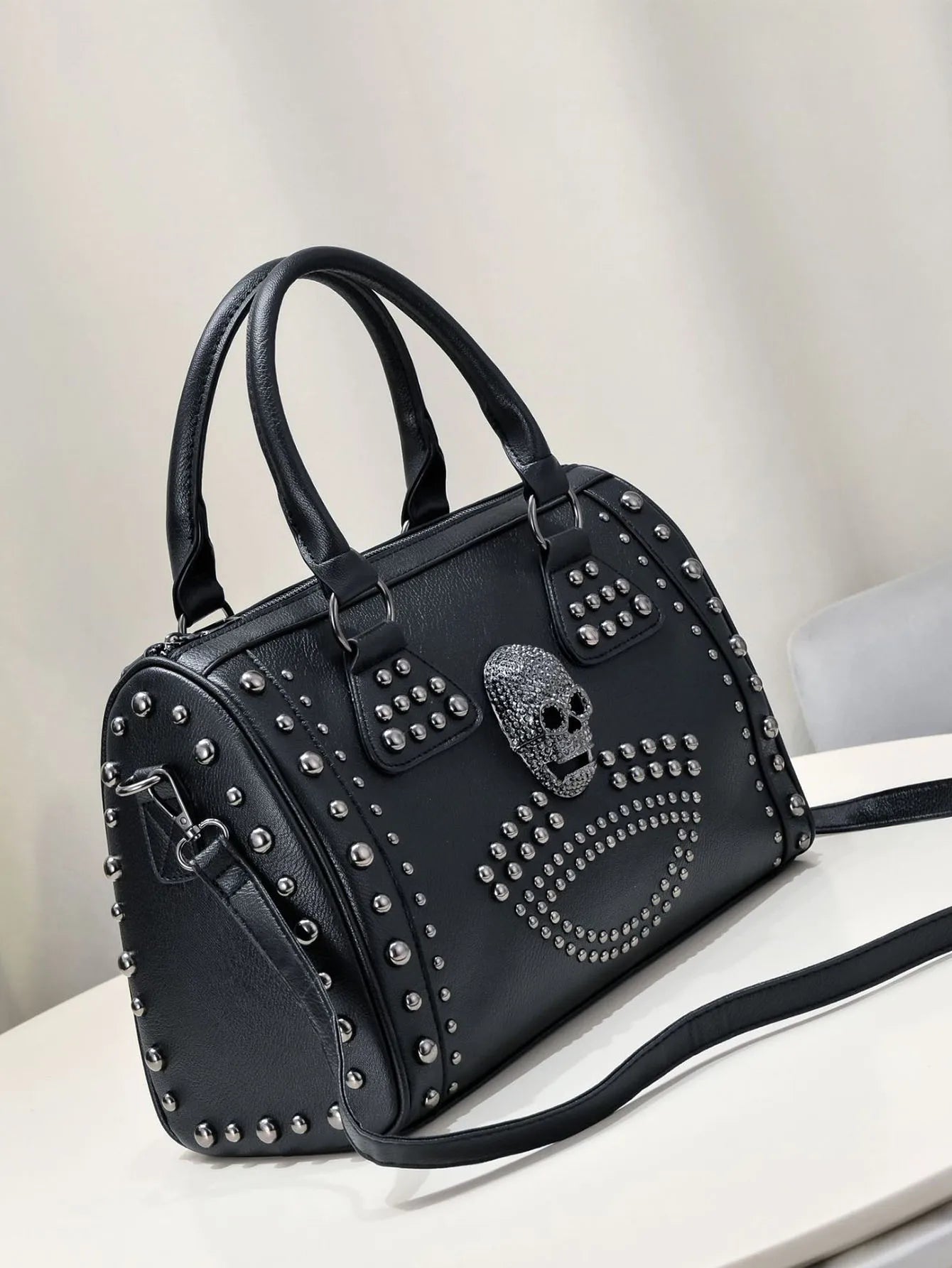 Large Gothic Skull Handbag Shoulder Bag Tote