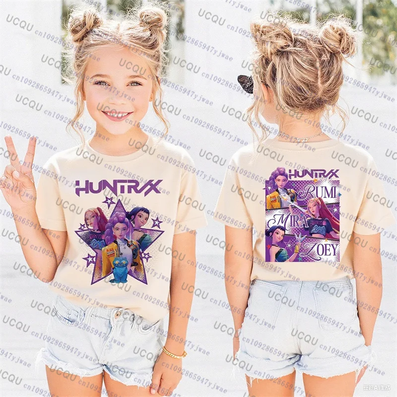 Kpop Demon Hunters Parent Child Short Sleeve T-shirt Matching Tees Huntrix K-pop