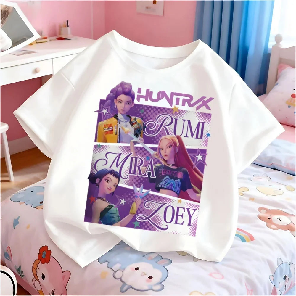 Summer Kpop Children T-shirt Huntrix Rumi Clothes K-Pop