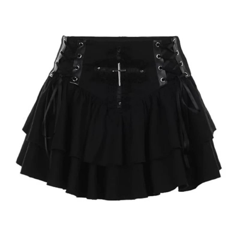 Sexy Black Gothic Mini Rara Skirt