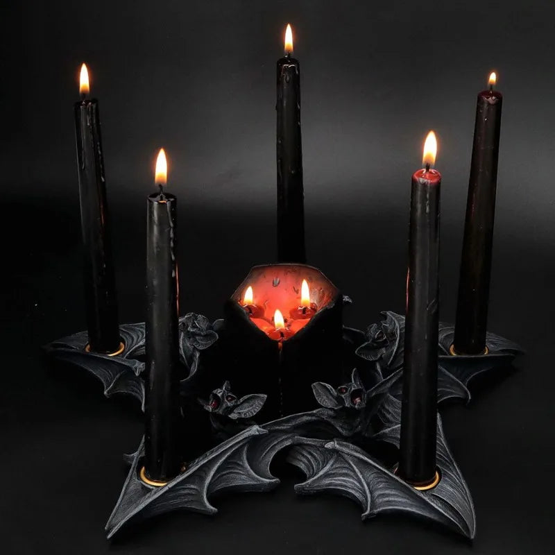 Halloween Decoration Gothic Vampire Bat Candle Stand Home Decor