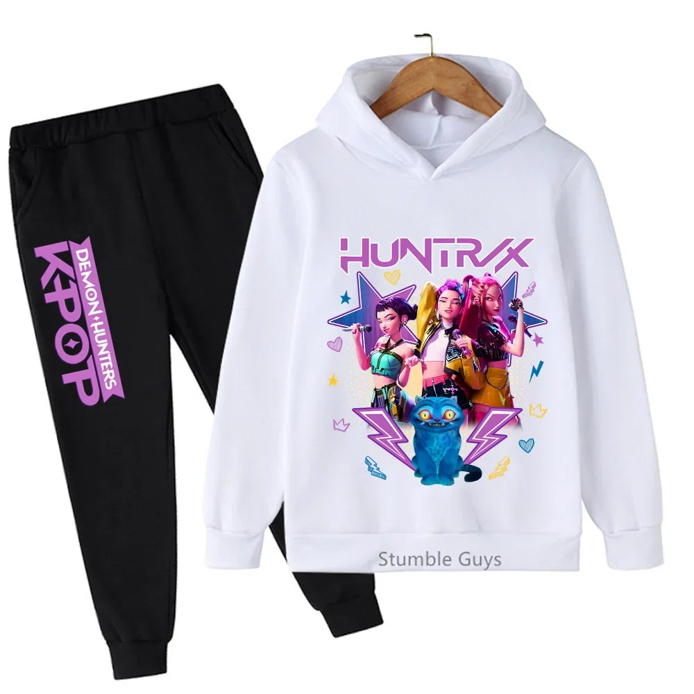 Kpop Demon Hunters Hoodie Set Huntrix Sweatshirts Tracksuit Joggers K-pop Clothes Merch