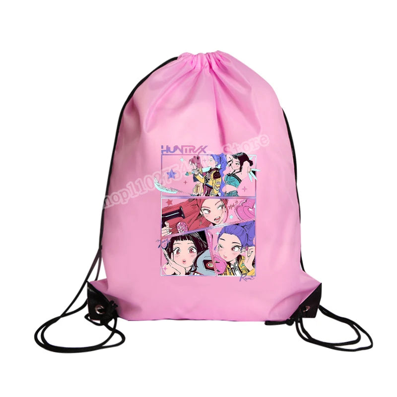 KPop Demon Hunters Merch Drawstring Swim PE Kit Sports Book Shoulder School Bag Waterproof