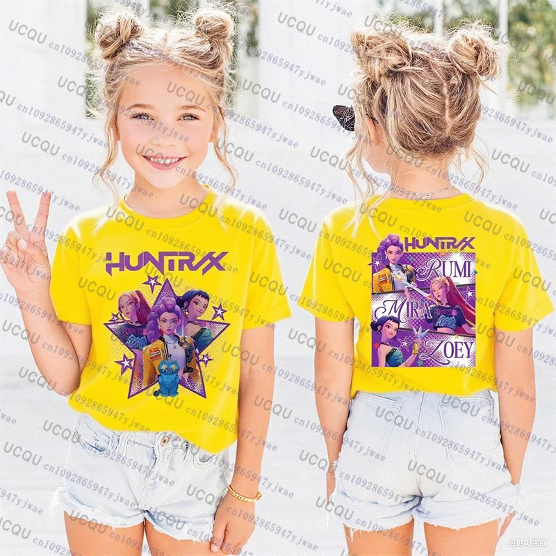 Kpop Demon Hunters Parent Child Short Sleeve T-shirt Matching Tees Huntrix K-pop