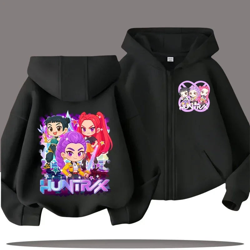 Huntrix Zip Up Sweatshirt Kpop Demon Hunters Hoodie K-Pop Clothes Fleece Jacket