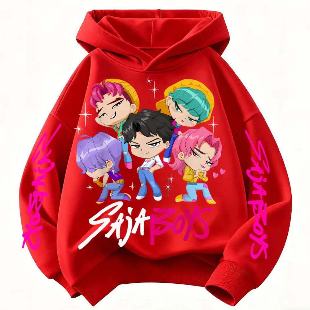KPop Demon Hunters Saja Boys Hoodie Unisex Boys Girls K-pop Clothes Hooded Sweatshirt