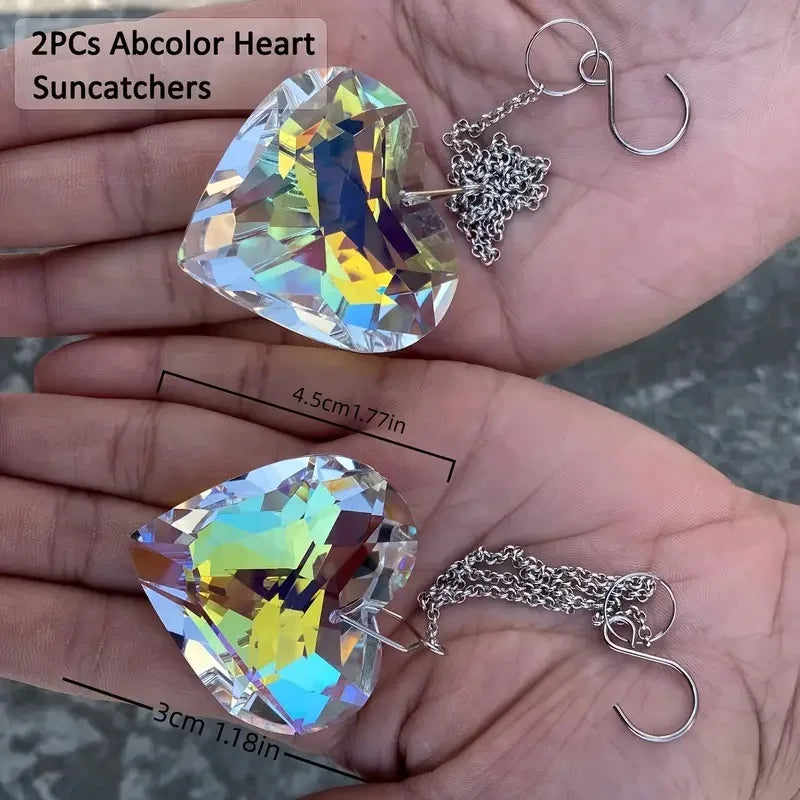 2pcs Crystal Sun Catcher Prism, Pendant Hanging Sun Catcher Rainbow Maker Wind Chime