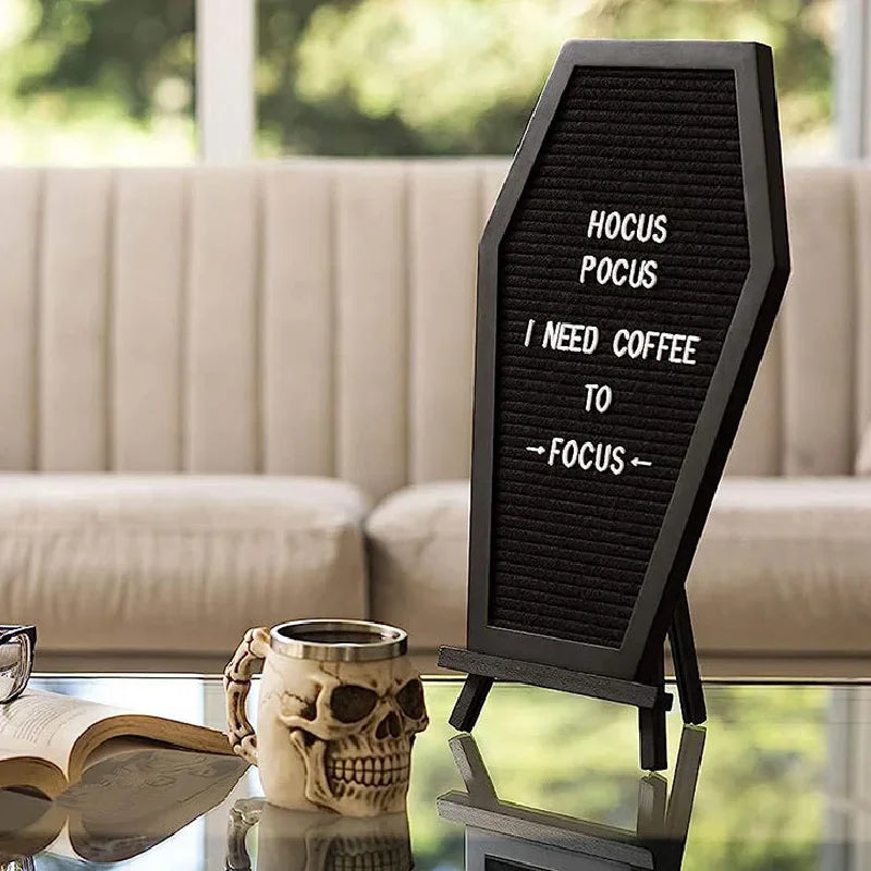Coffin Letter Board Black Noticeboard Gothic Halloween Home Decor