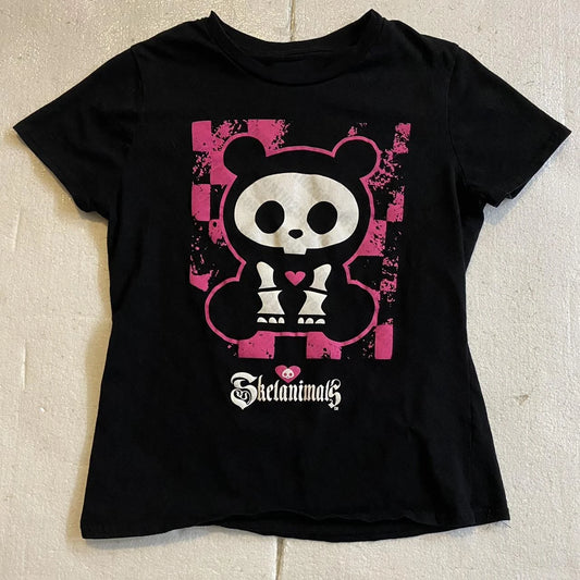 Gothic Clothing Female Summer Clothes Cute Emo Goth TShirt Skeleton Top