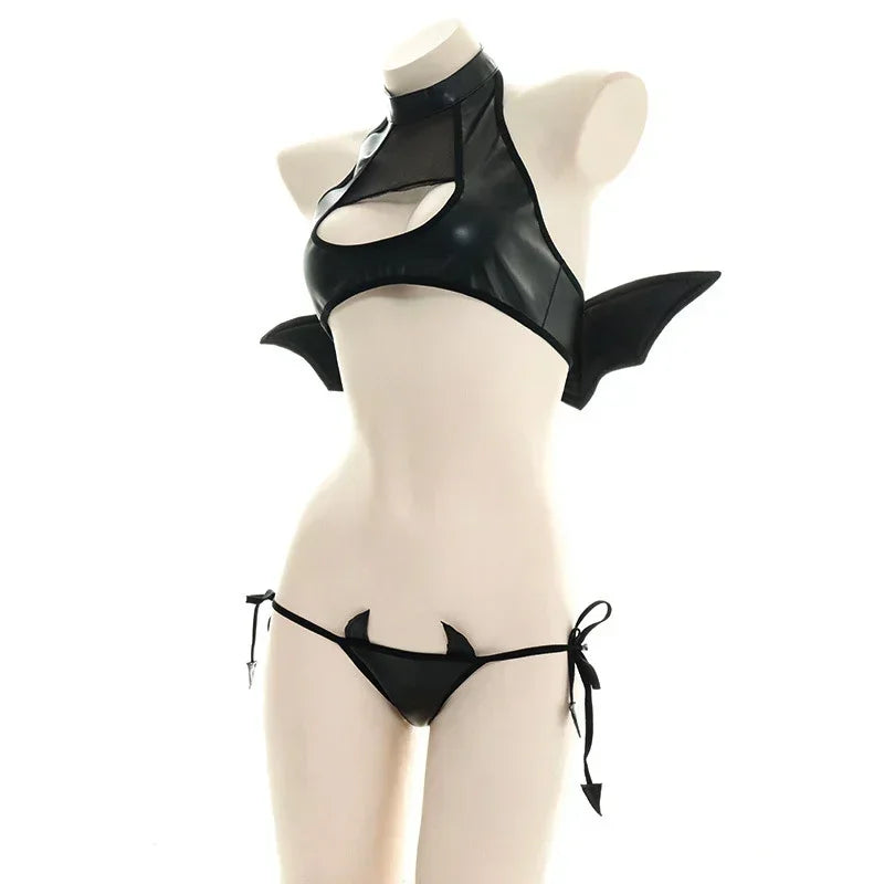 Sexy Devil Bat Cosplay Lingerie Underwear Halloween Fancy Dress Costume PVC
