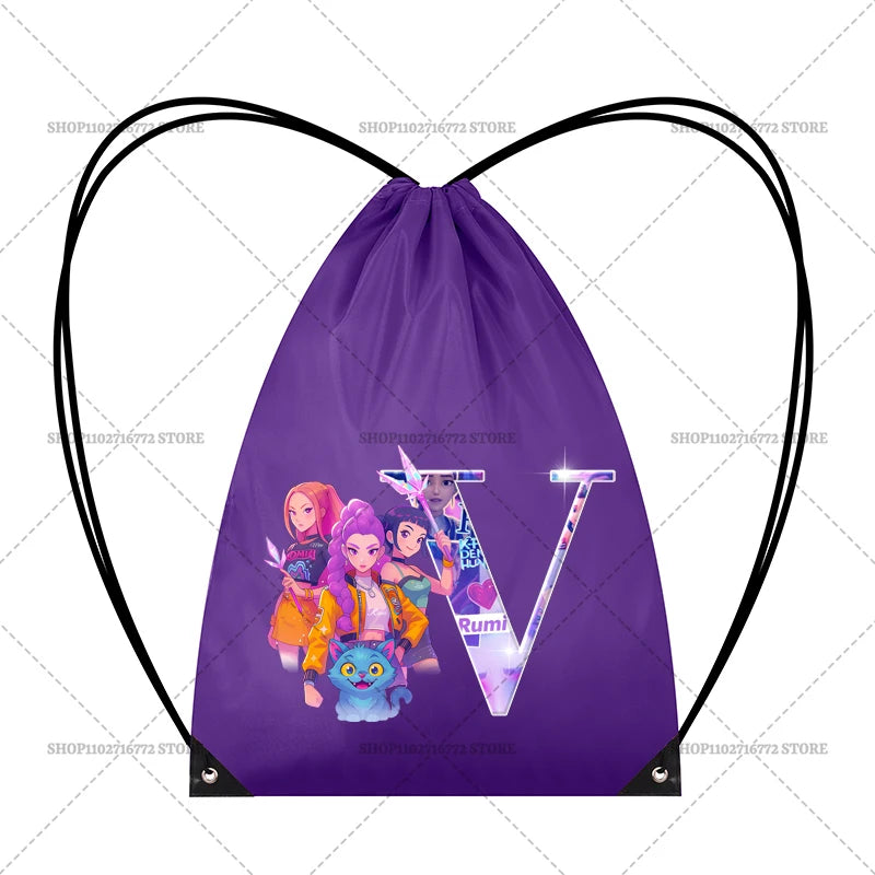 KPop Demon Hunters Merch Personalised Initial Backpack Book Sports PE Kit Swim Bag School Rumi Mira Zoey Huntrix Gift