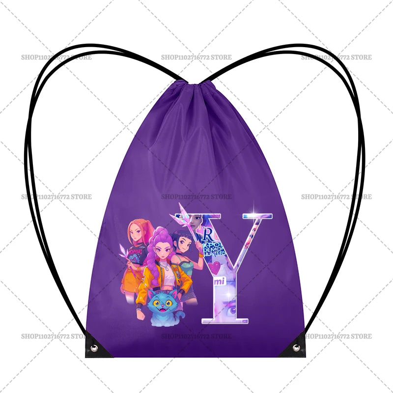 KPop Demon Hunters Merch Personalised Initial Backpack Book Sports PE Kit Swim Bag School Rumi Mira Zoey Huntrix Gift