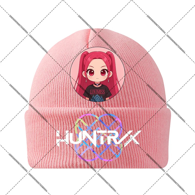 KPop Demon Hunters Huntrix Knit Cap Winter Beanie Knitted Hat Rumi Mira Zoey Merch Gifts