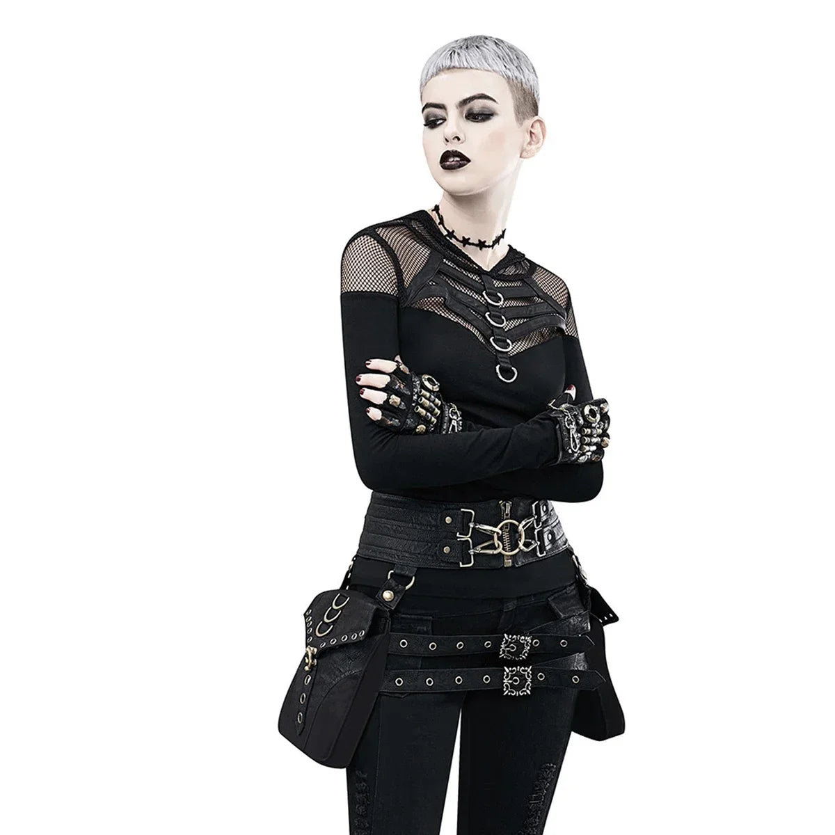 Gothic Black Waist Belt Pouch Hip Bag Fanny Pack