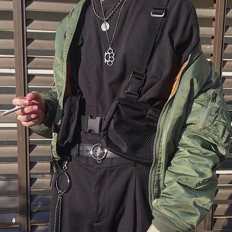Punk Chest Bag Tactical Waist Pack Unisex Outdoor Vest Bag Harness Utility Pouch