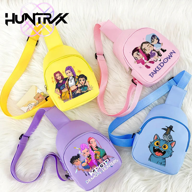 KPop Demon Hunters Huntrix Childs Backpack Rumi Mira Zoey Shoulder Bag Derpy Tiger Merch Gifts K-pop Cute