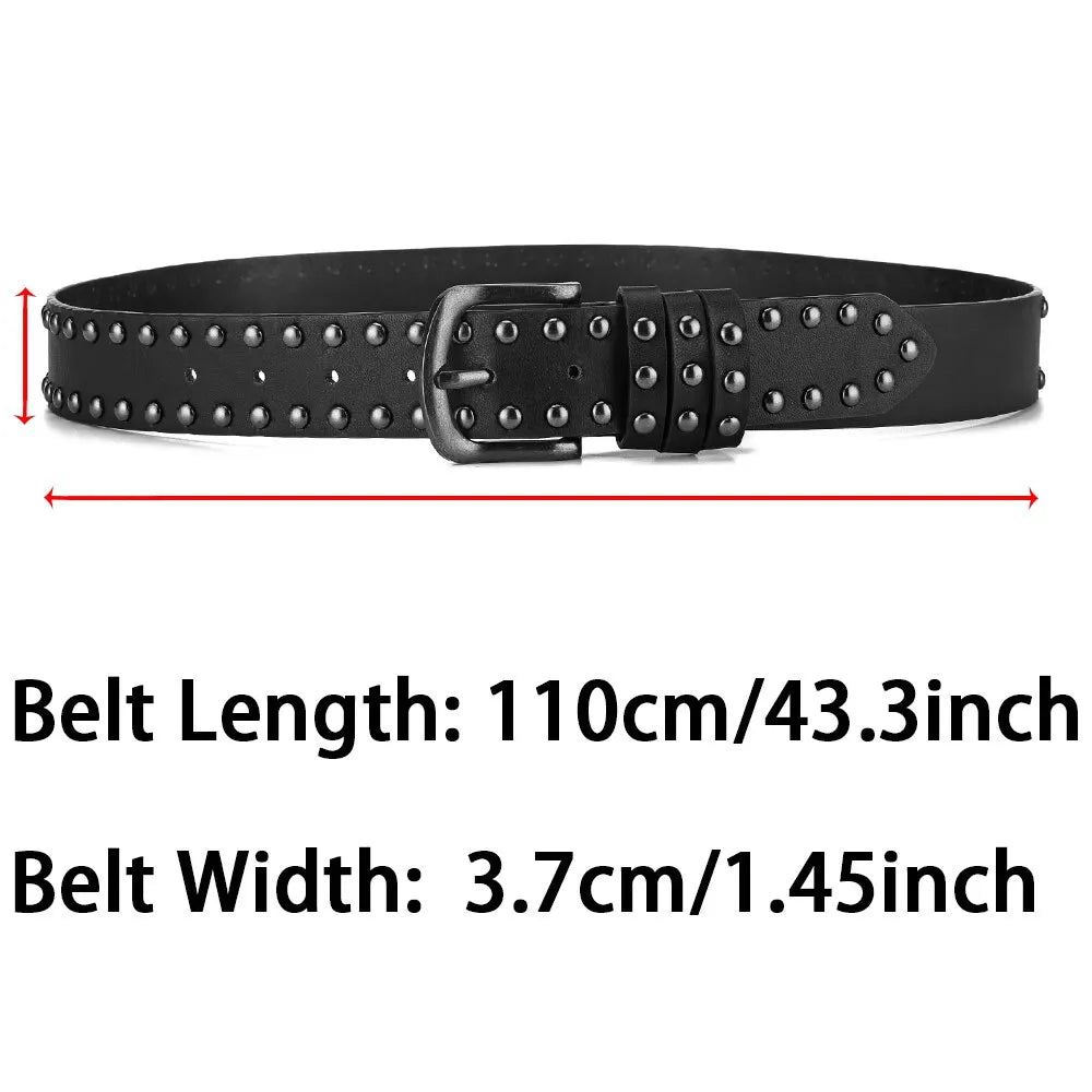 Red Black White Punk Emo Goth Studded Rivet Belt Punk Hip Hop Rock Jeans Belt PU Leather Unisex Men Women