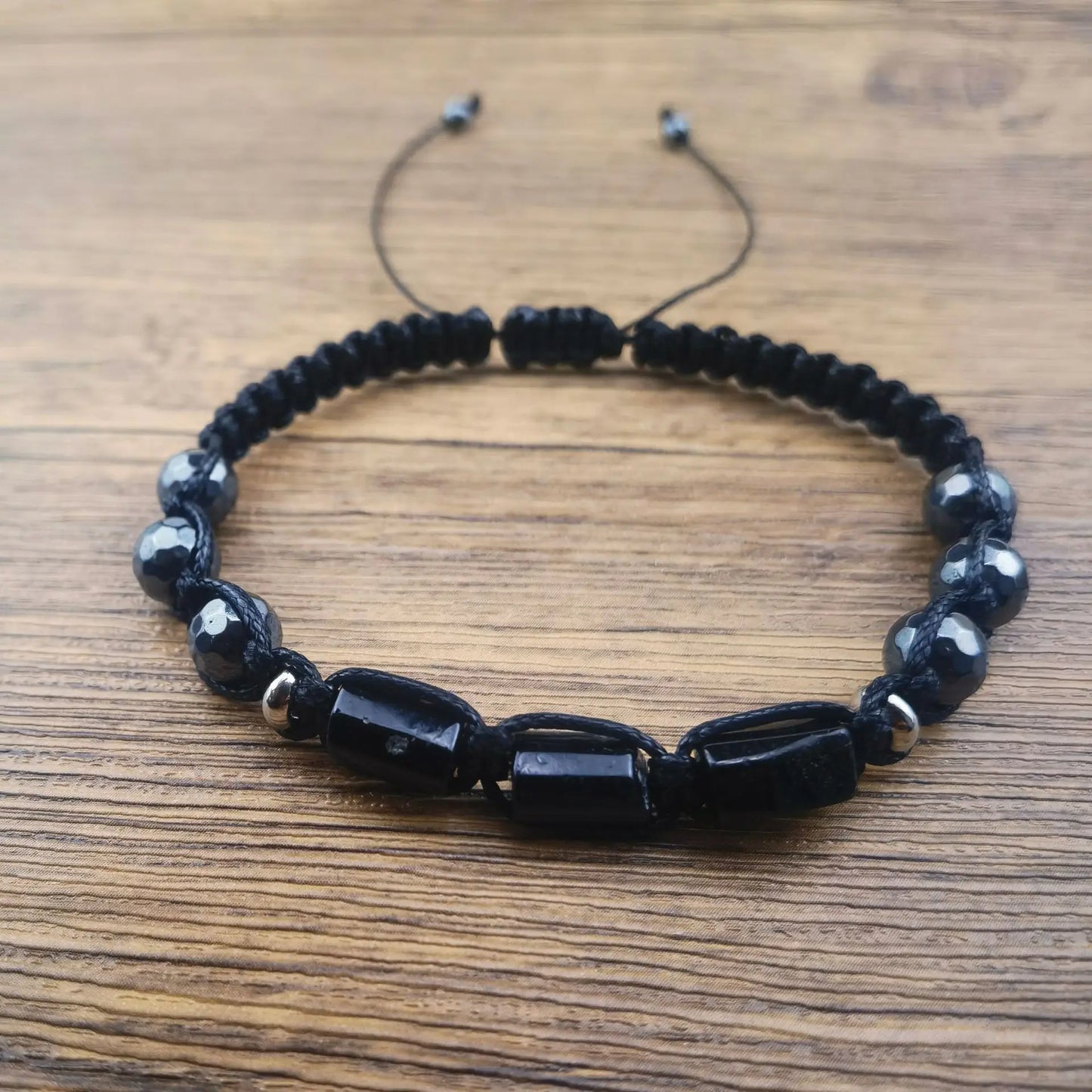 Black Tourmaline Bracelet Men Handmade Braided Energy Protection Crystal Bracelet