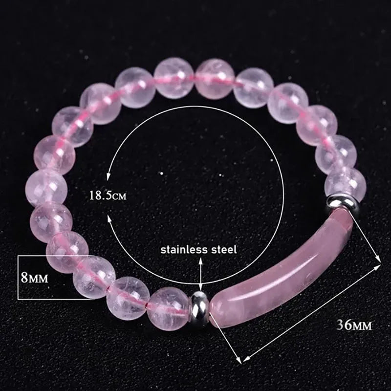 Natural Stone Healing Crystal Rose Quartz Amethyst Gemstone Beaded Bracelet for Women Girls Jewelry
