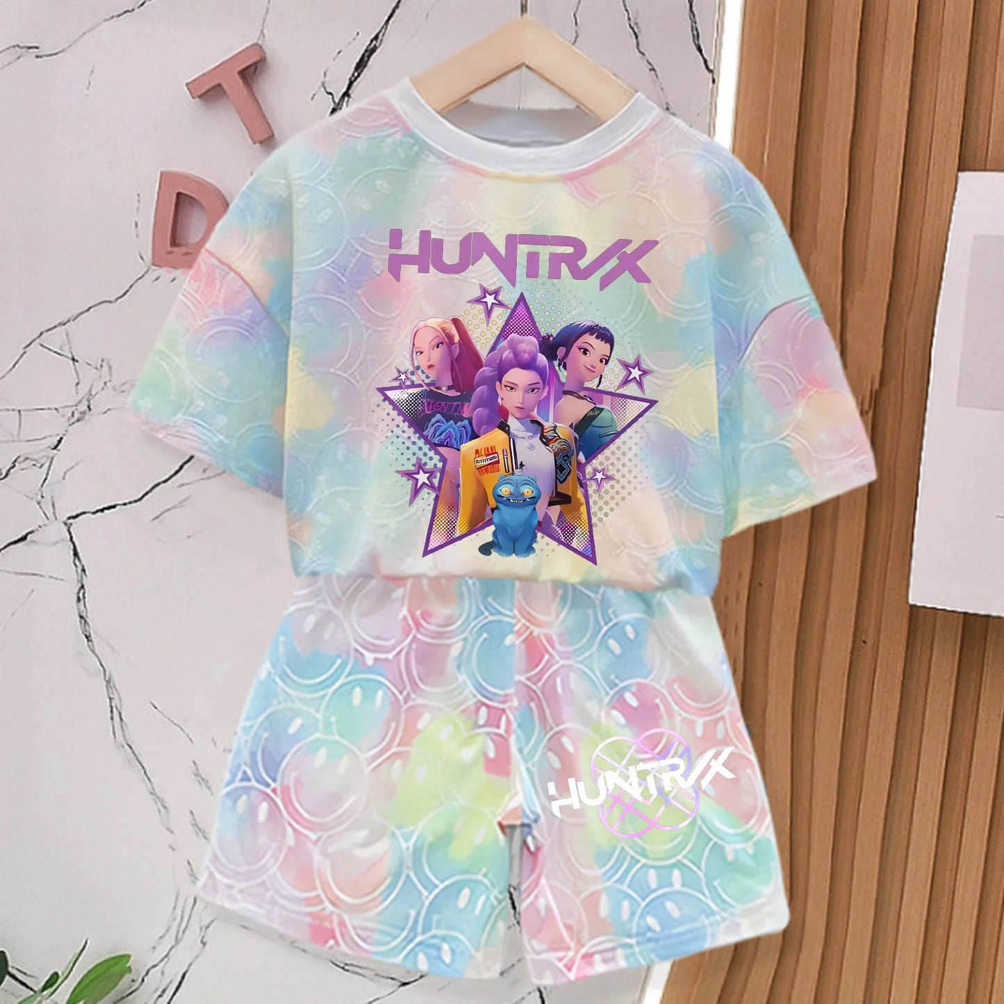 KPop Demon Hunters T-shirt Pants Shorts Set Outfit Pyjamas Huntrix Merch Clothes Gift