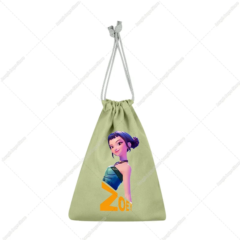 KPop Demon Hunters Merch Drawstring Purse Pouch Swim/PE Kit Swim Book Bag Huntrix Derpy Tiger Gift