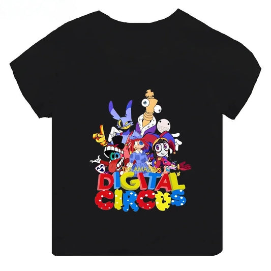 The Amazing Digital Circus T-shirt Pomni Jax The Last Act Top Clothes Kids Black Tshirt
