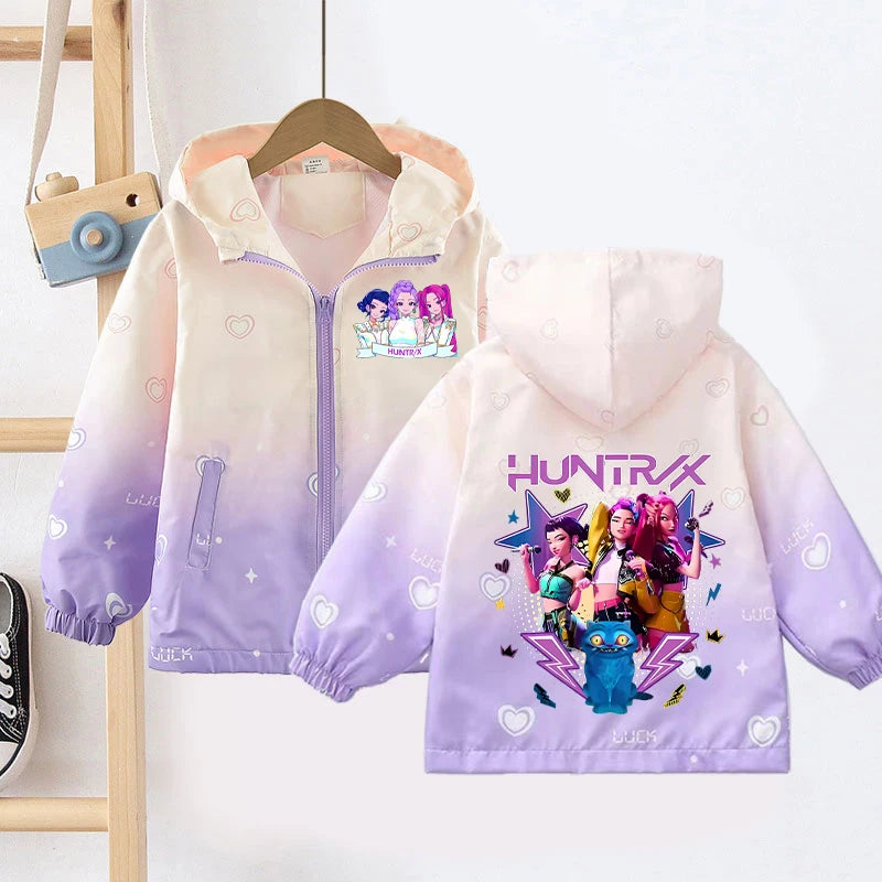 K-pop Demon Hunters Girls Waterproof Mac Coat Huntrix School Lightweight Jacket Raincoat