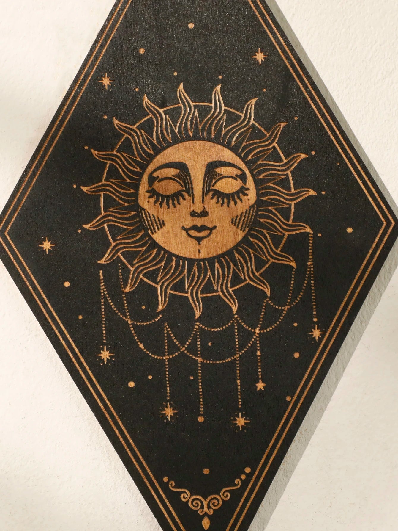 Wall Pediments Gothic Moon Stars Sun Phases Hanging Picture Home Decor