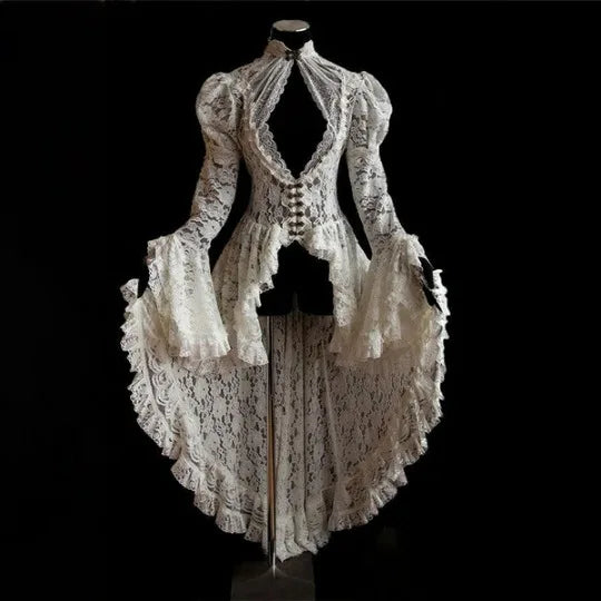 Victorian Vampire Dracula Costumes Gothic Lace Dress Cloak Fancy Dress