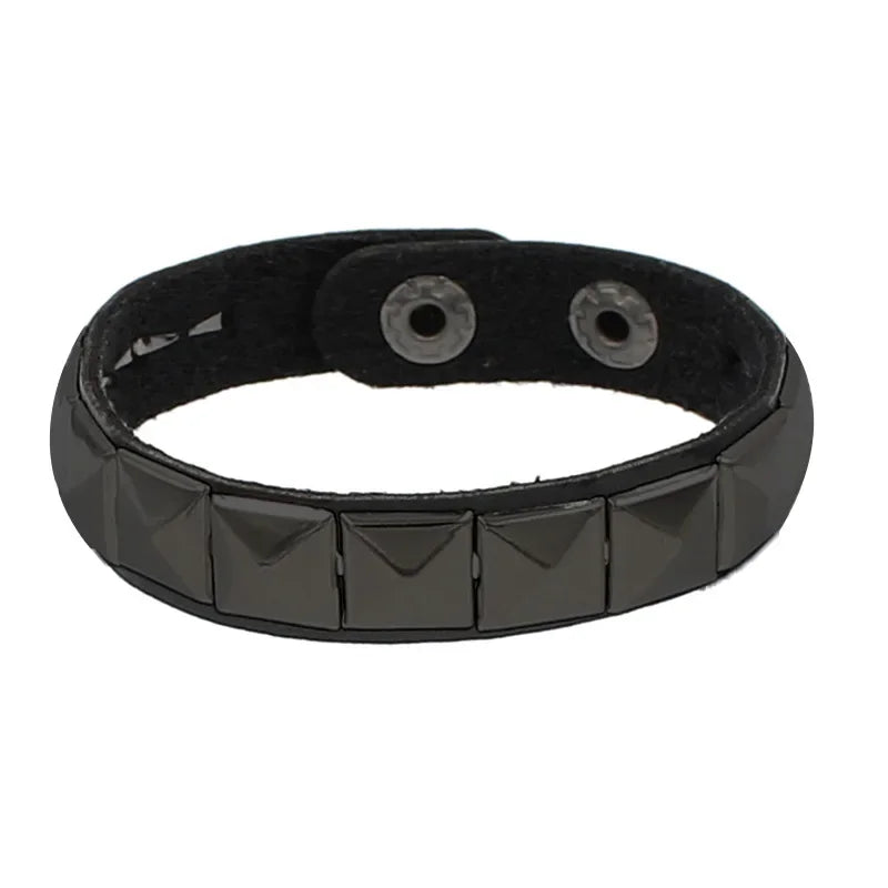 Black Silver Metal Arm Cuff Studded Bracelet