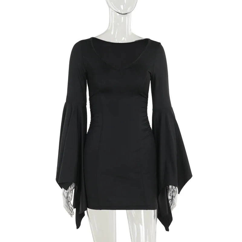 Sexy Gothic Black Bat Costume Mini Dress