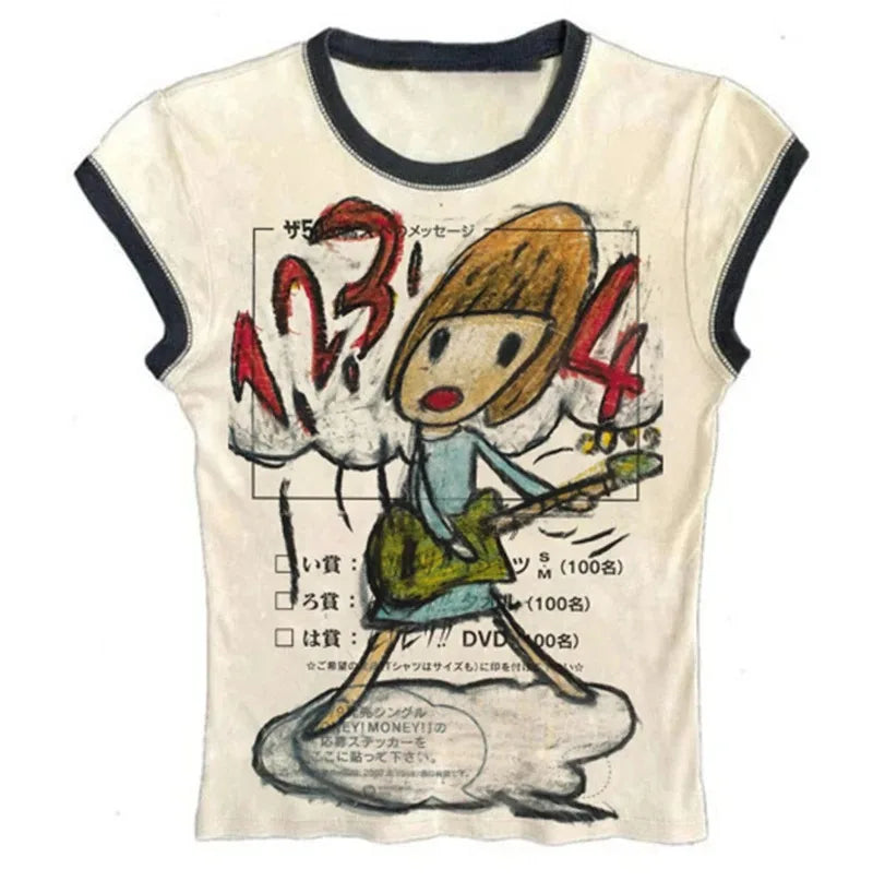White Cropped Emo Y2K Vest Top TShirt