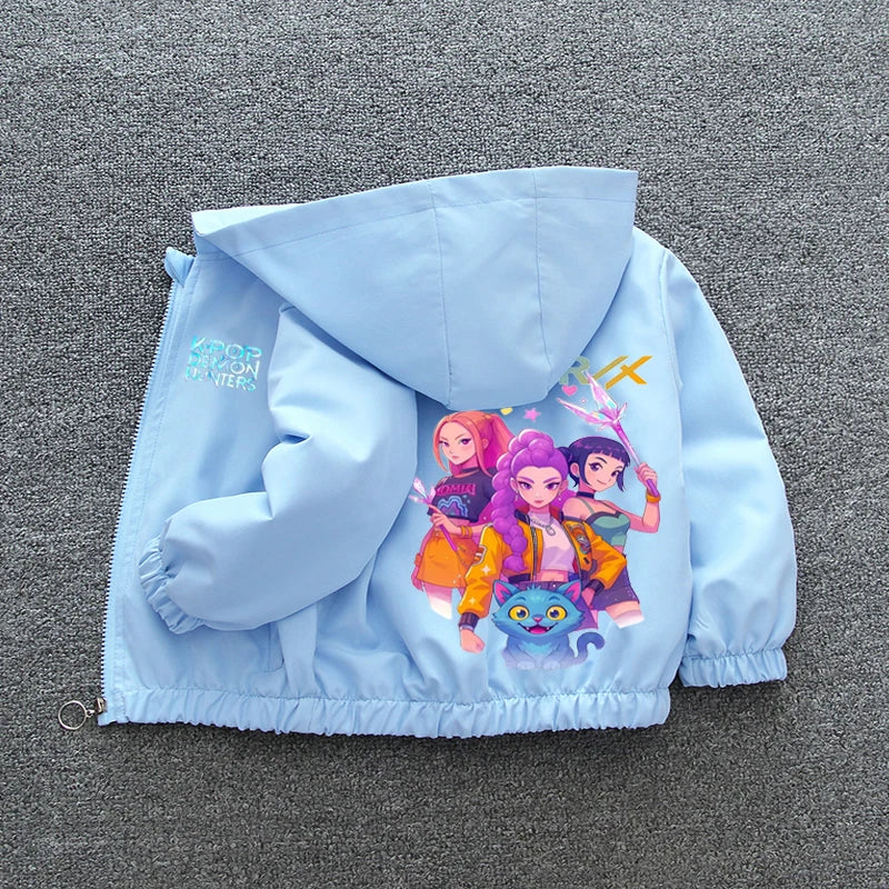 Kpop Demon Hunters Rumi Mira Zoey Clothes Girls Summer Raincoat Jacket Mac Waterproof