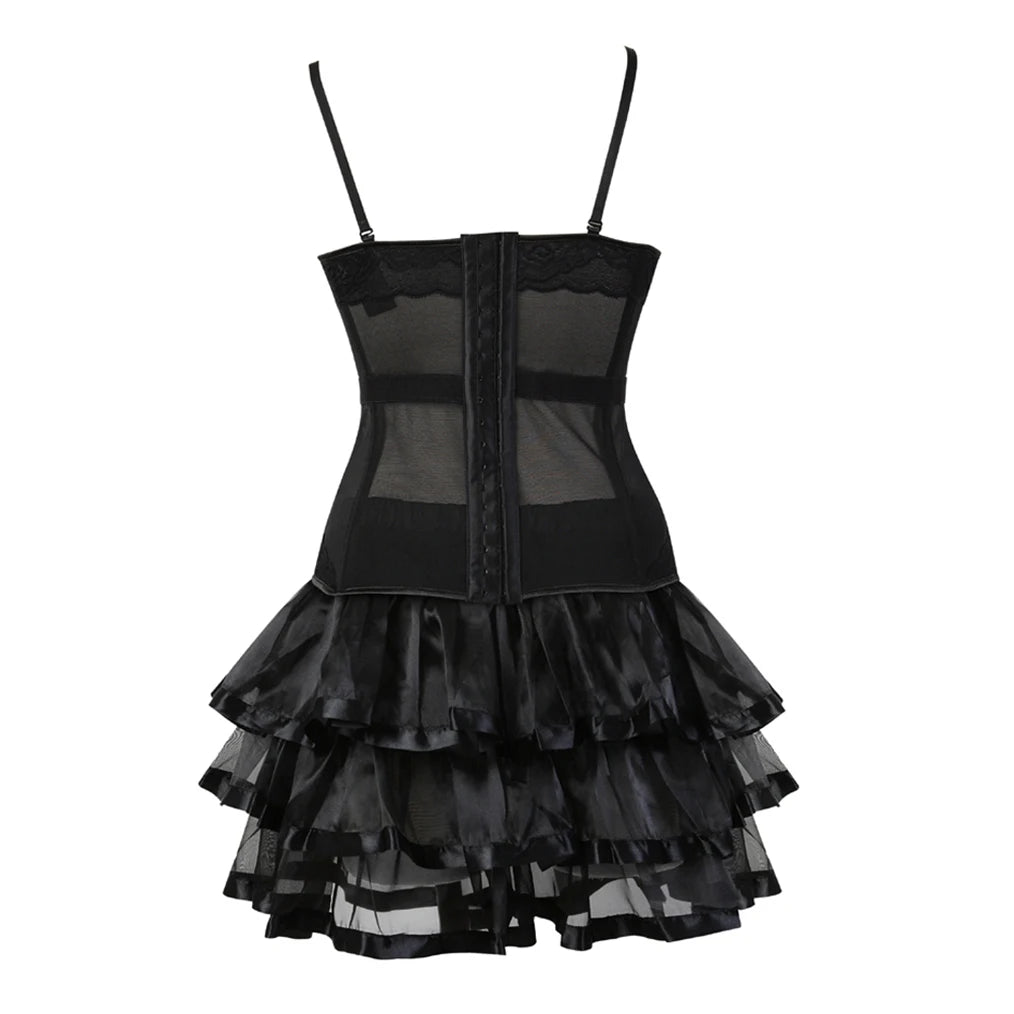 Black Gothic Sexy Corset Bustier Dress Tutu Skirt Party Clubwear