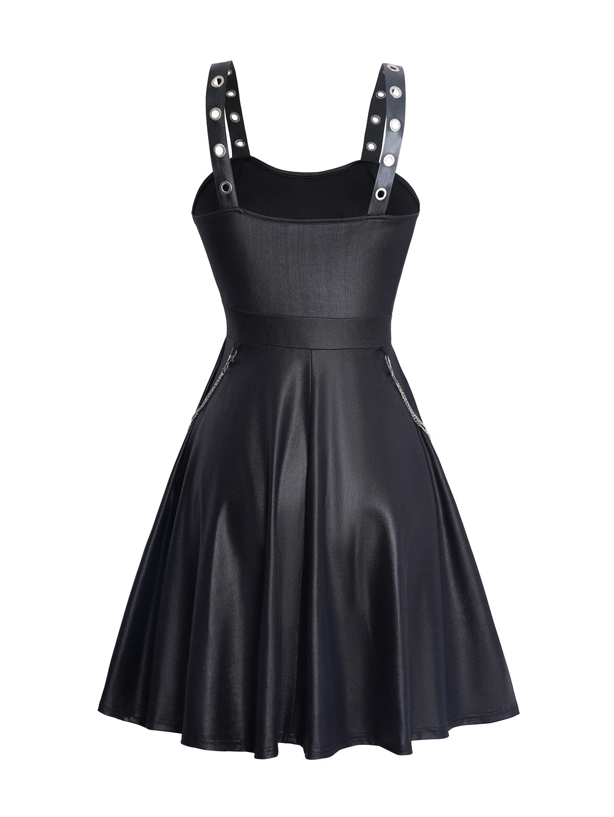Gothic Black Skater Dress O Ring Chain Belt