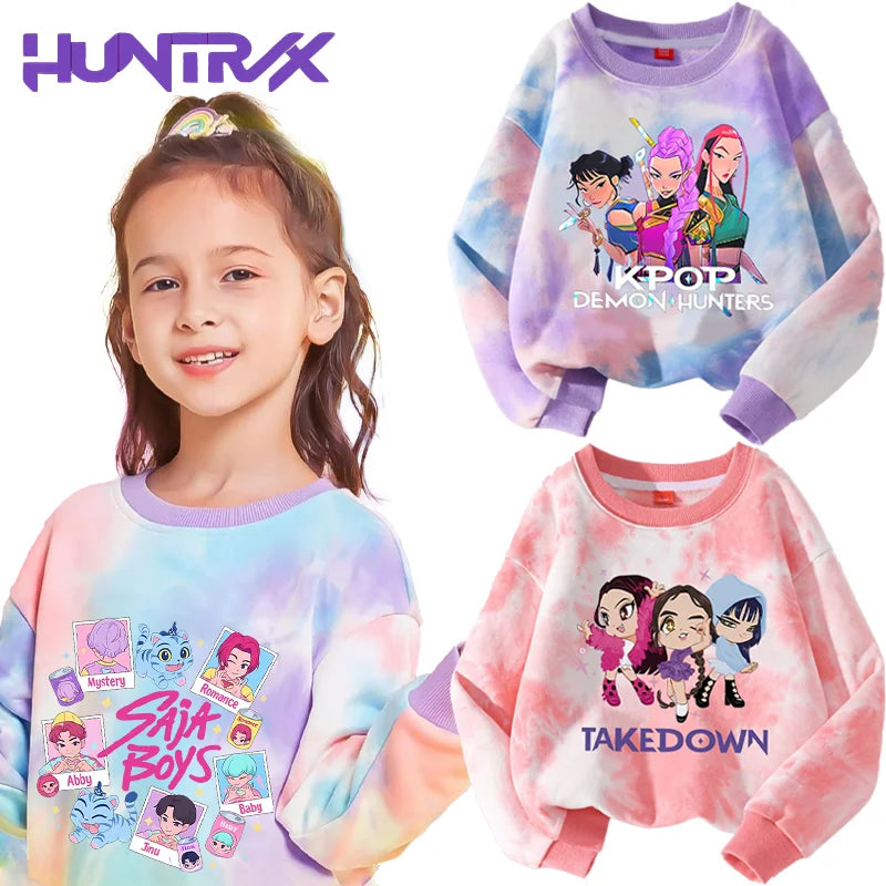 KPop Demon Hunters Sweater Hoodie Child Jumper Huntrix Saja Boys Top Clothes Gifts Merch