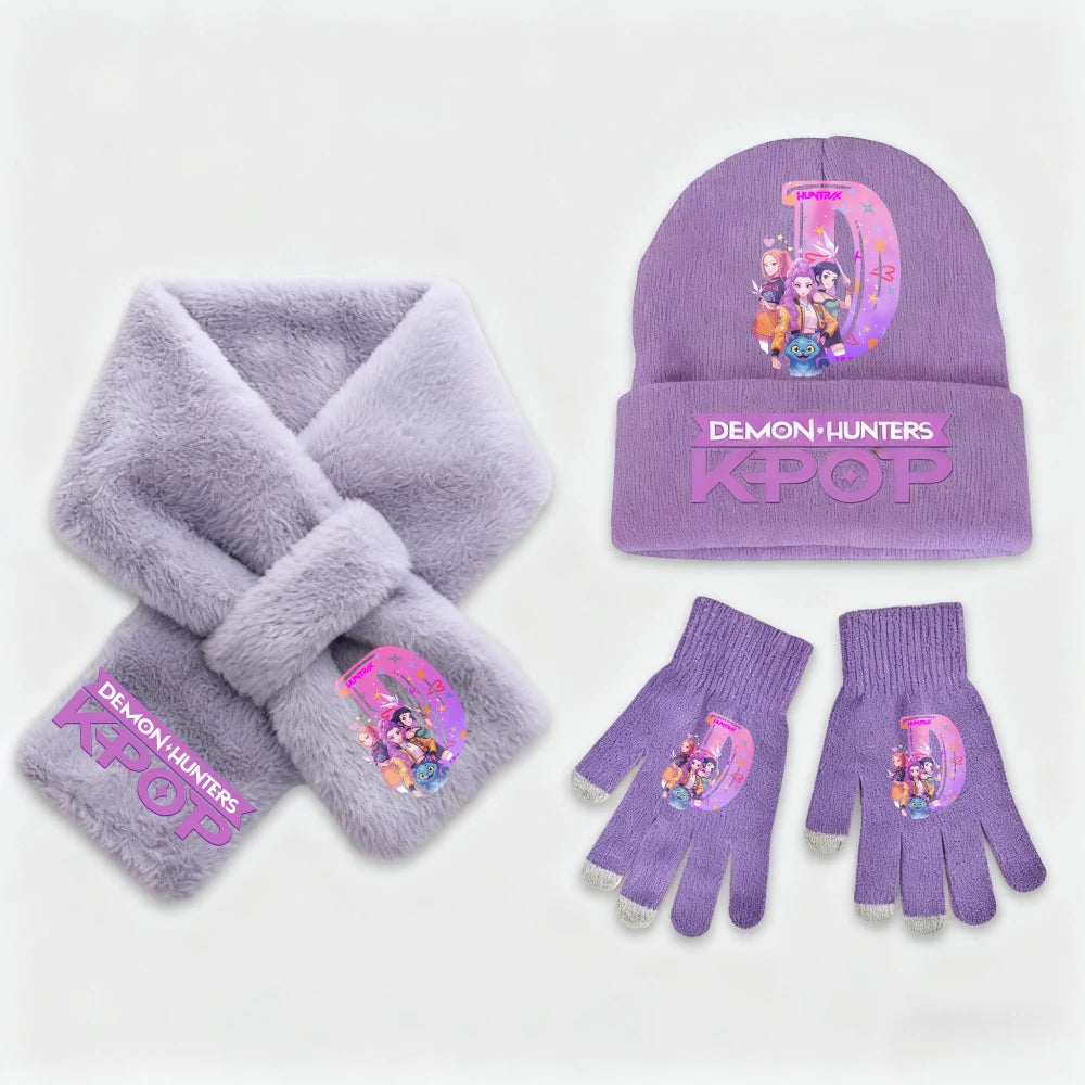 K-Pop Demon Hunters 3Pcs Hat Gloves Scarf Set Huntrix Personalised