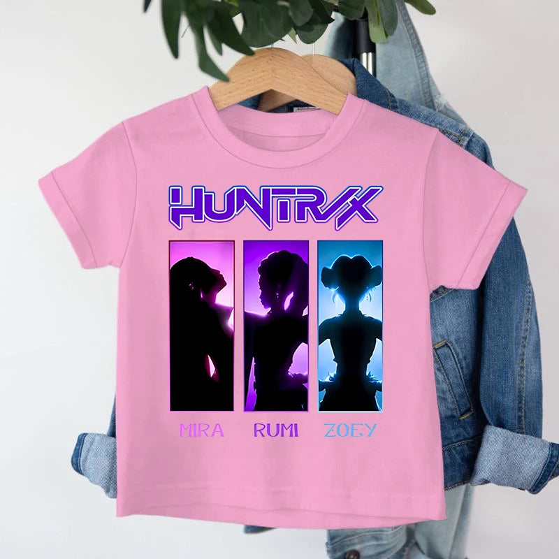 KPop Demon Hunters Saja Boys T-shirt Huntrix Tshirt Kids Summer Clothing Rumi