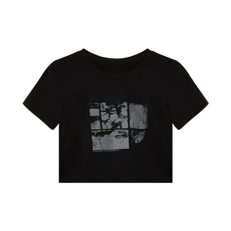 Grunge Graphic Crop Top Y2k TShirt