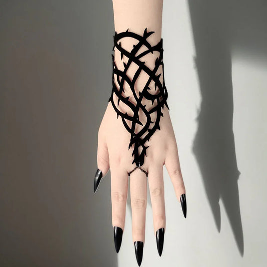 Gothic Bracelet Black Spike Dark Spider Web Hand Accessory Halloween Costume