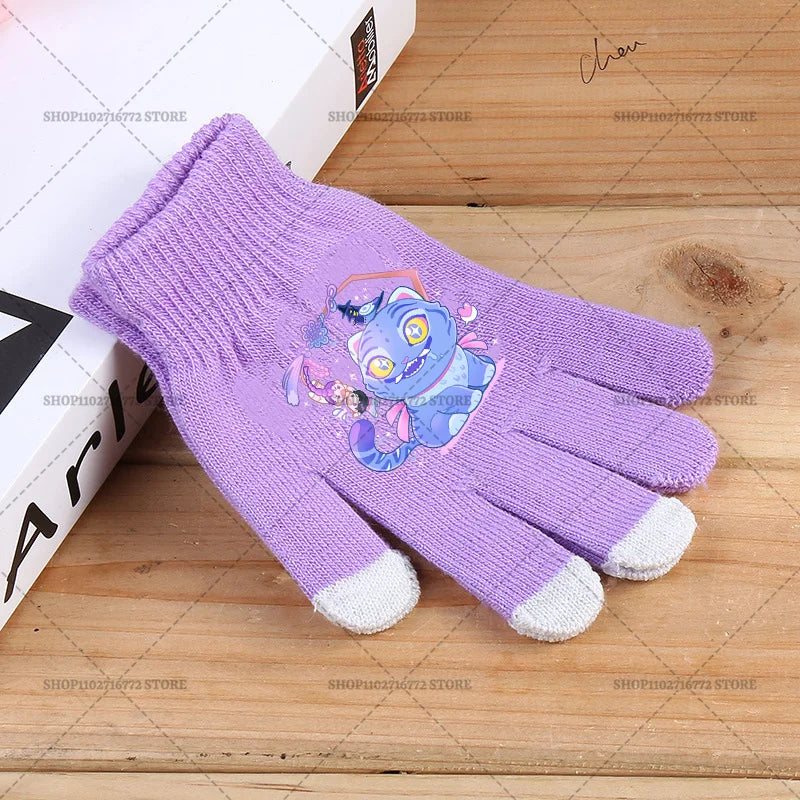 KPop Demon Hunters Children Five Finger Gloves Cute Touchable Screen Personalised Huntrix Merch Gift