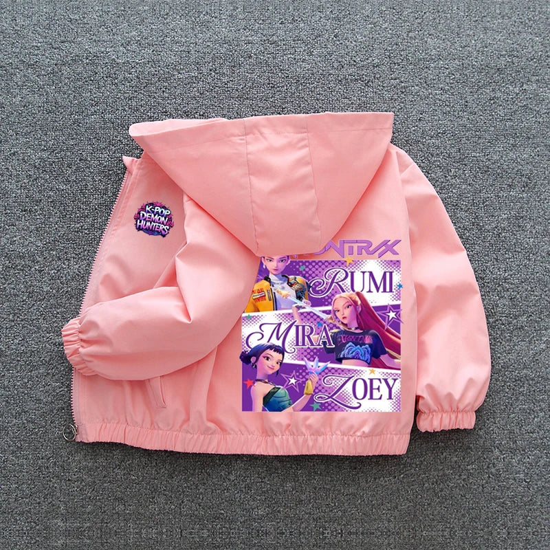 Kpop Demon Hunters Rumi Mira Zoey Clothes Girls Summer Raincoat Jacket Mac Waterproof