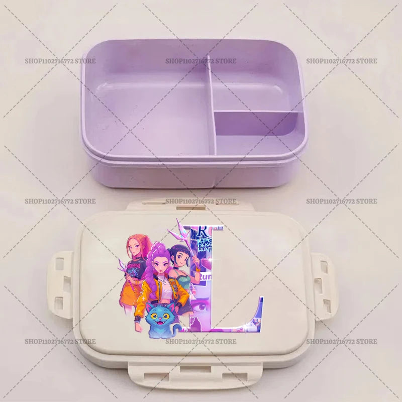 Kpop Demon Hunters Lunch Box Huntrix Food Containers Kids School Picnic Lunchbox Merch Gifts