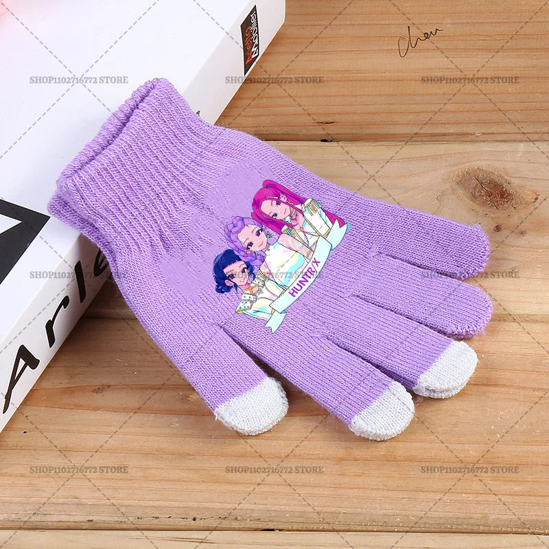 KPop Demon Hunters Children Five Finger Gloves Cute Touchable Screen Personalised Huntrix Merch Gift