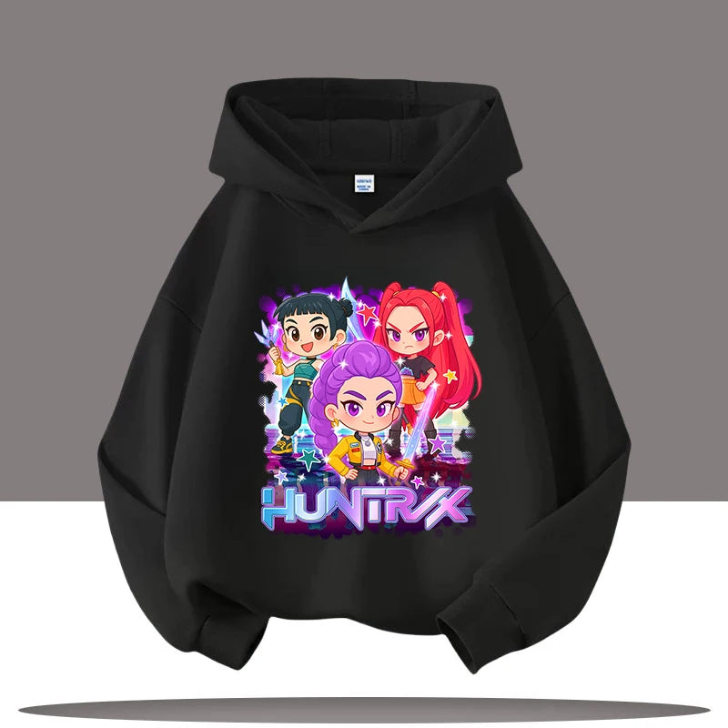 KPop Demon Hunters Huntrix Hoodies Girls Boys Rumi Hooded Sweatshirt Jumper K-pop Merch Gifts