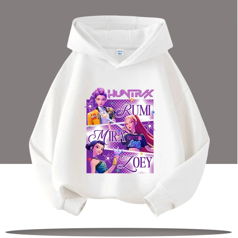 KPop Demon Hunters Huntrix Hoodies Girls Boys Rumi Hooded Sweatshirt Jumper K-pop Merch Gifts
