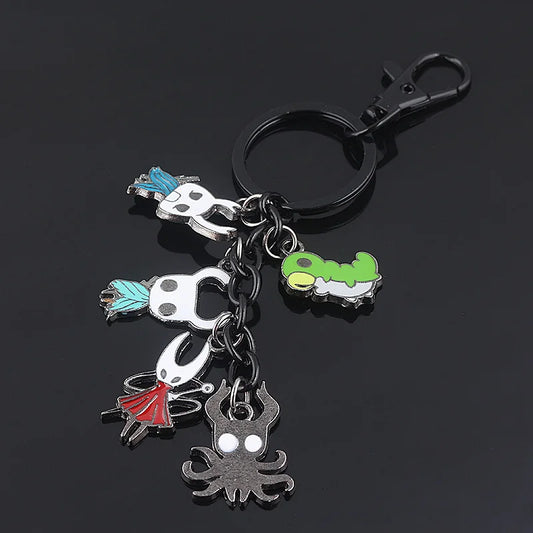 Hollow Knight Metal Characters Keychain The Knight Octopus Grub Hornet Pendant Key Chain Jewelry